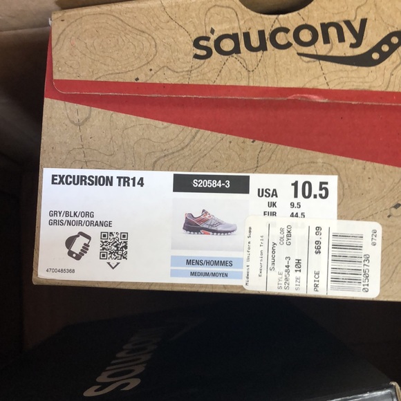 NIB Saucony Mens Excursion TR14 Tennis shoes in grey black and orange - Picture 9 of 11